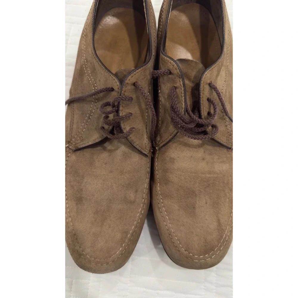 Hush Puppies Mens Brown Suede Derby Shoes Lace Up Moc Toe Size 13